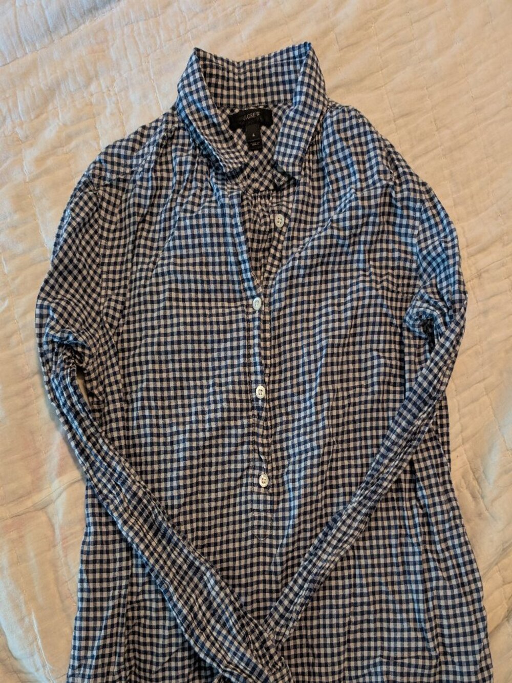 Navy blue, gingham long sleeve t shirt